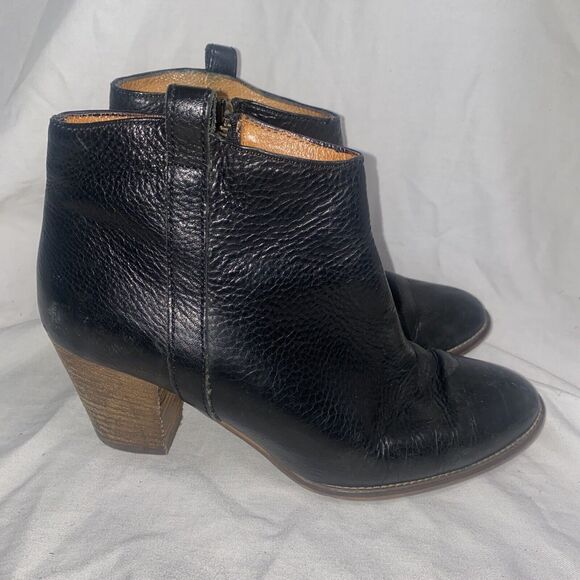 Madewell Billie Ankle Booties Heel 7 Black Leather Casual Zip Romania - Picture 1 of 11